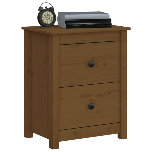 vidaXL Table de chevet marron miel 50x35x61,5 cm pin massif