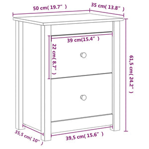 vidaXL Table de chevet marron miel 50x35x61,5 cm pin massif