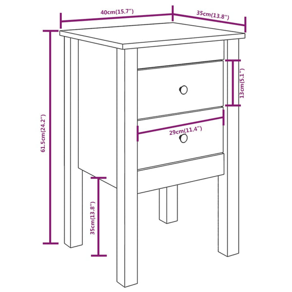 Nachttisch Kiefer Massivholz 40x35x61,5 cm