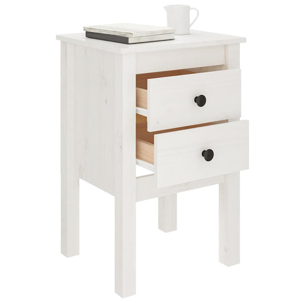Weißer Nachttisch Kiefer Massivholz 40x35x61,5 cm