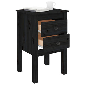 vidaXL Tables de chevet 2 pcs Noir 40x35x61,5 cm Bois de pin massif
