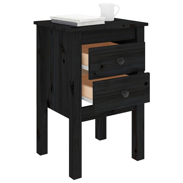vidaXL Tables de chevet 2 pcs Noir 40x35x61,5 cm Bois de pin massif