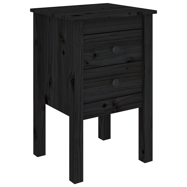 vidaXL Tables de chevet 2 pcs Noir 40x35x61,5 cm Bois de pin massif