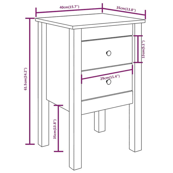 vidaXL Tables de chevet 2 pcs Noir 40x35x61,5 cm Bois de pin massif