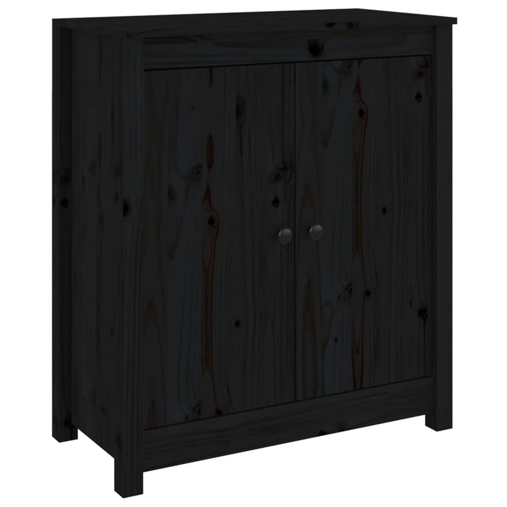 Schwarzes Kiefer Massivholz Sideboard 70x80 cm