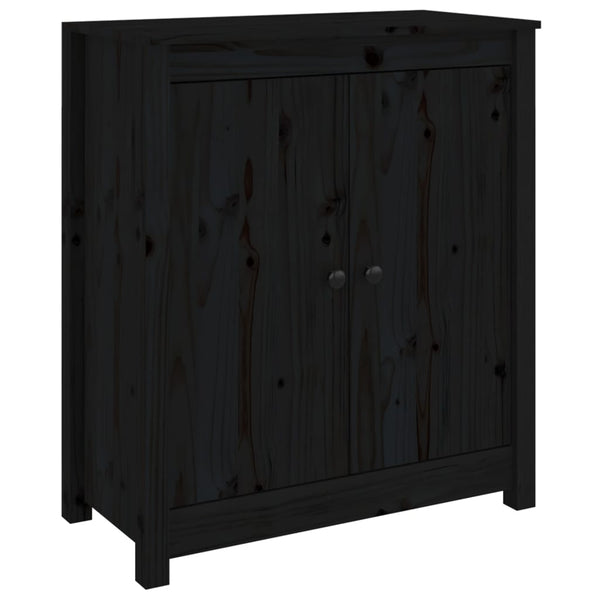 Schwarzes Kiefer Massivholz Sideboard 70x80 cm