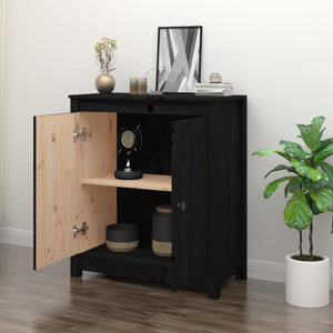 Schwarzes Kiefer Massivholz Sideboard 70x80 cm