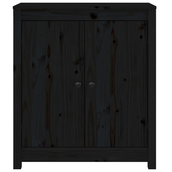 Schwarzes Kiefer Massivholz Sideboard 70x80 cm