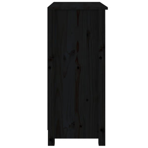 Schwarzes Kiefer Massivholz Sideboard 70x80 cm