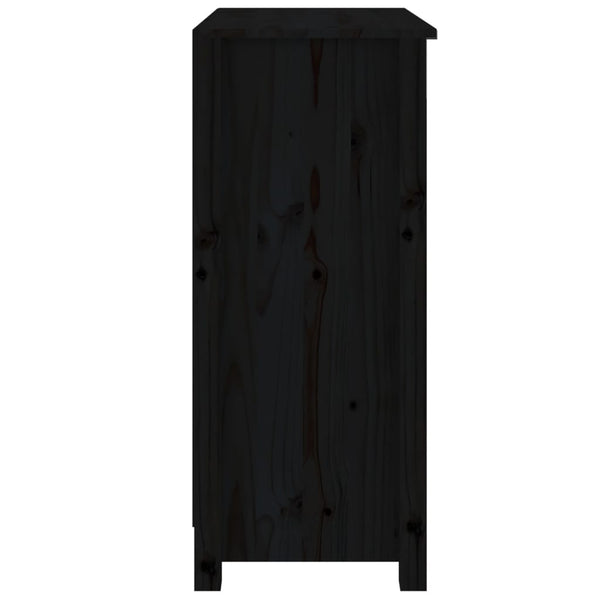 Schwarzes Kiefer Massivholz Sideboard 70x80 cm