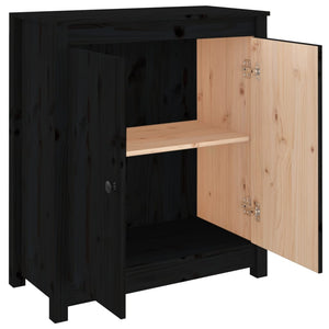 Schwarzes Kiefer Massivholz Sideboard 70x80 cm