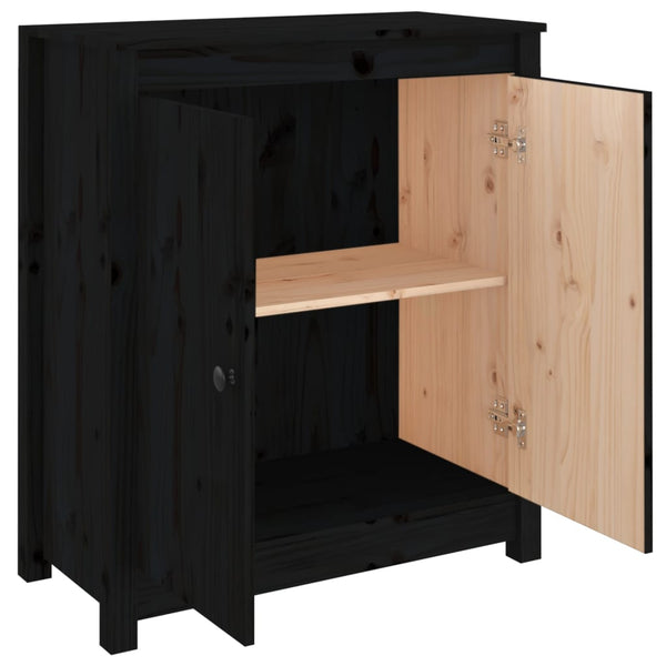 Schwarzes Kiefer Massivholz Sideboard 70x80 cm
