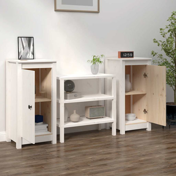 Sideboards 2er Set Weiß Kiefer Massivholz