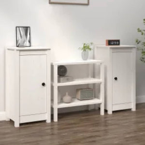 Sideboards 2er Set Weiß Kiefer Massivholz
