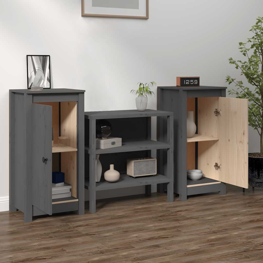 Graue Kiefer Sideboards, 2er Set