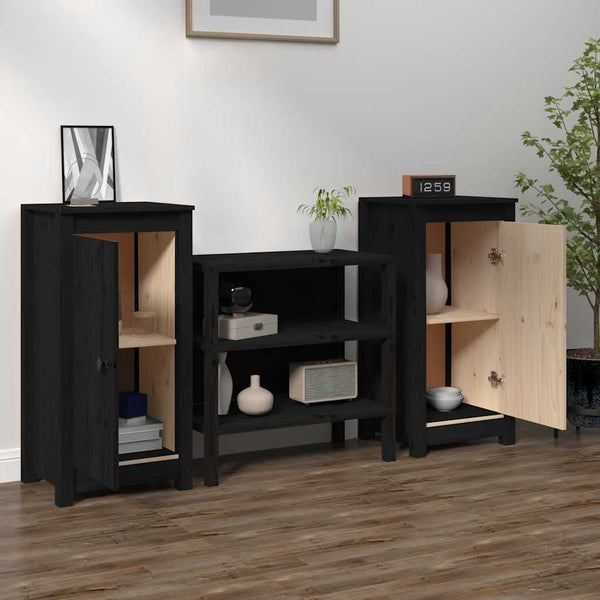Schwarze Kiefer Sideboards, 2er-Set