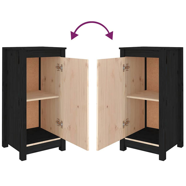 Schwarze Kiefer Sideboards, 2er-Set