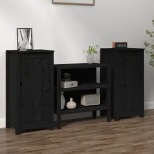 Schwarze Kiefer Sideboards, 2er-Set