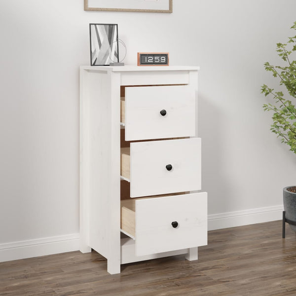Weißes Kiefer Massivholz Sideboard 40x80 cm