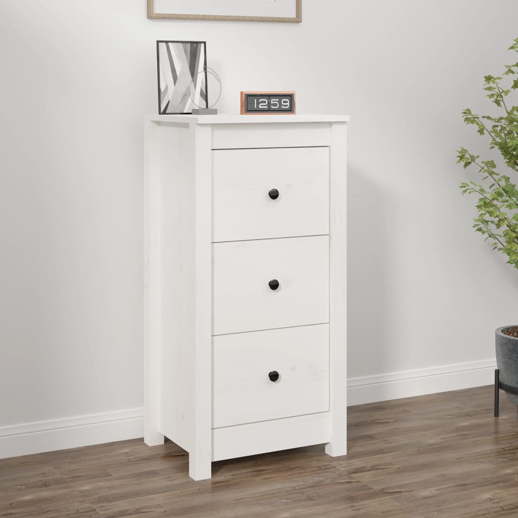 Weißes Kiefer Massivholz Sideboard 40x80 cm