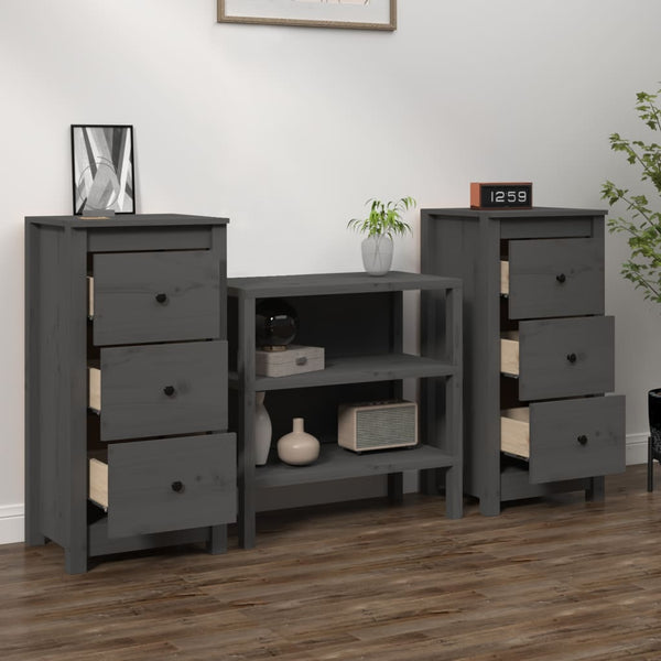 Graue Kiefer Sideboards, 2er-Set