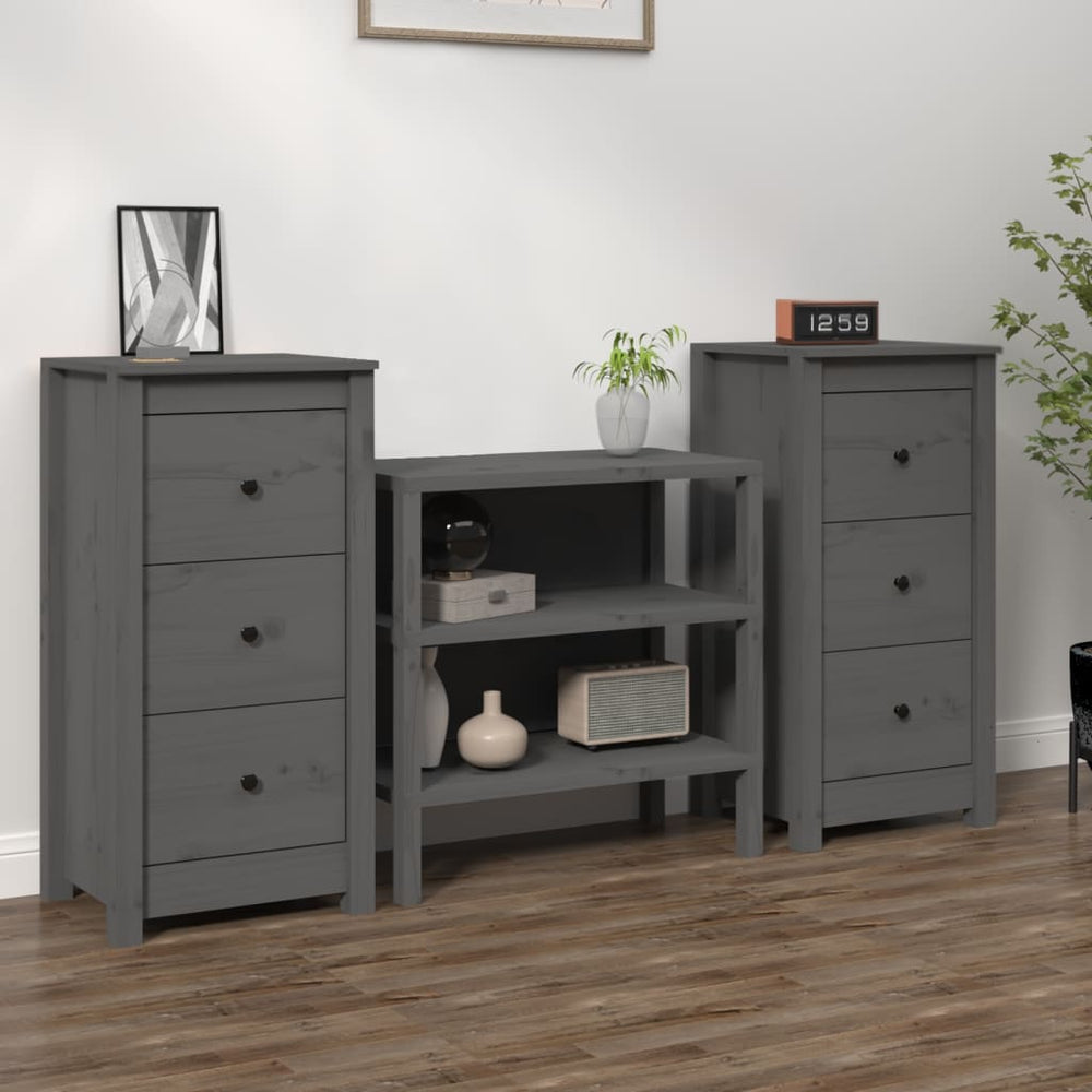 Graue Kiefer Sideboards, 2er-Set