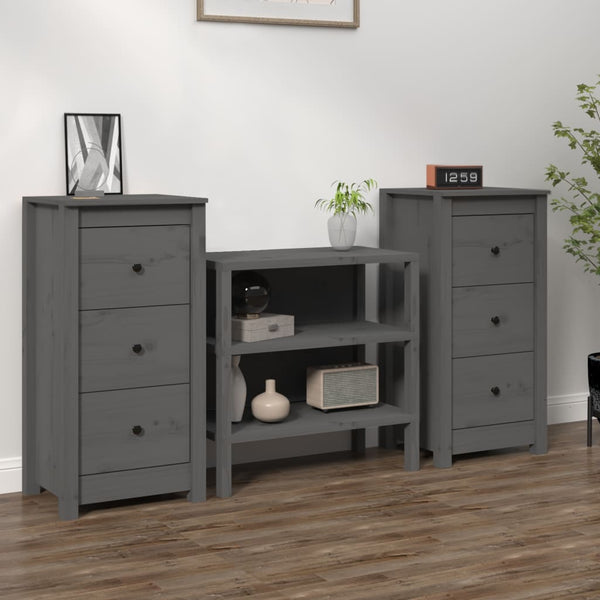 Graue Kiefer Sideboards, 2er-Set