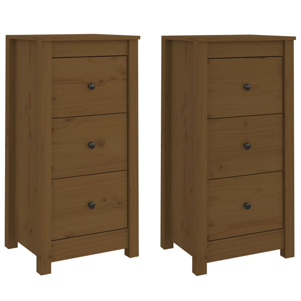 Honigbraune Kiefer Sideboards, 2er Set