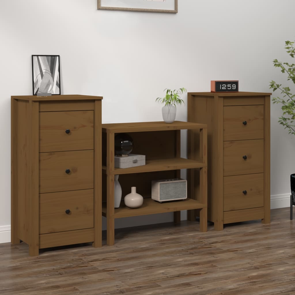 Honigbraune Kiefer Sideboards, 2er Set