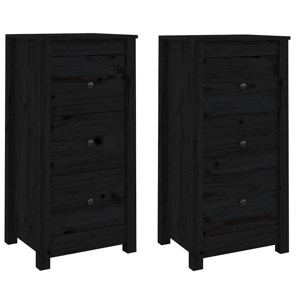 Schwarze Kiefer Sideboards, 2er Set