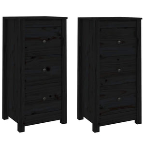 Schwarze Kiefer Sideboards, 2er Set