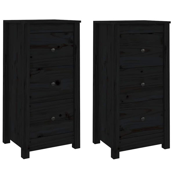 Schwarze Kiefer Sideboards, 2er Set