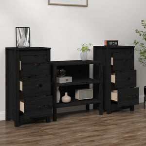 Schwarze Kiefer Sideboards, 2er Set