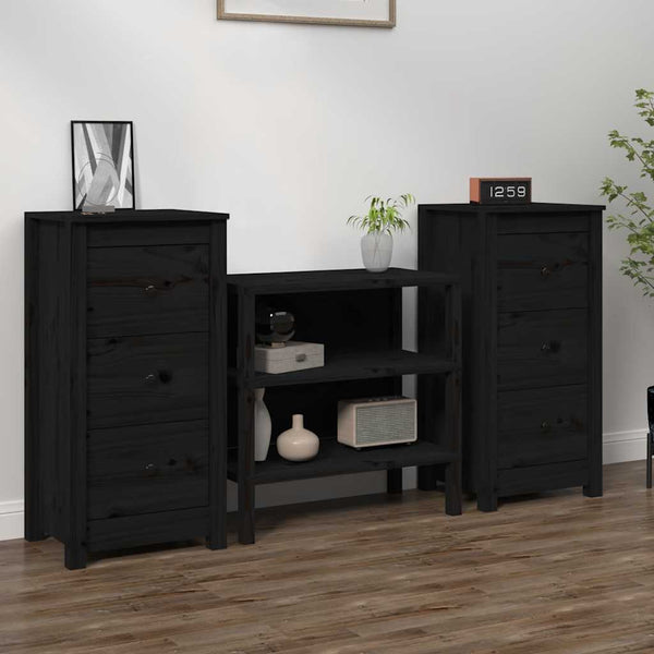 Schwarze Kiefer Sideboards, 2er Set