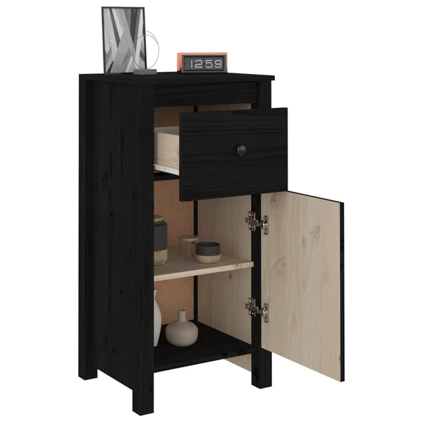 Schwarzes Kiefer Massivholz Sideboard 40x80 cm