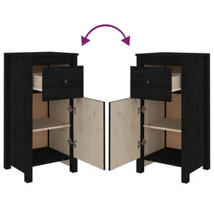 Schwarzes Kiefer Massivholz Sideboard 40x80 cm