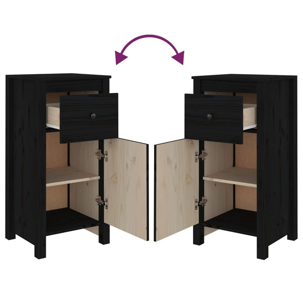 Schwarzes Kiefer Massivholz Sideboard 40x80 cm
