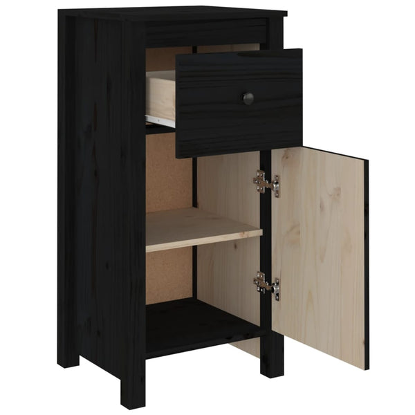 Schwarzes Kiefer Massivholz Sideboard 40x80 cm