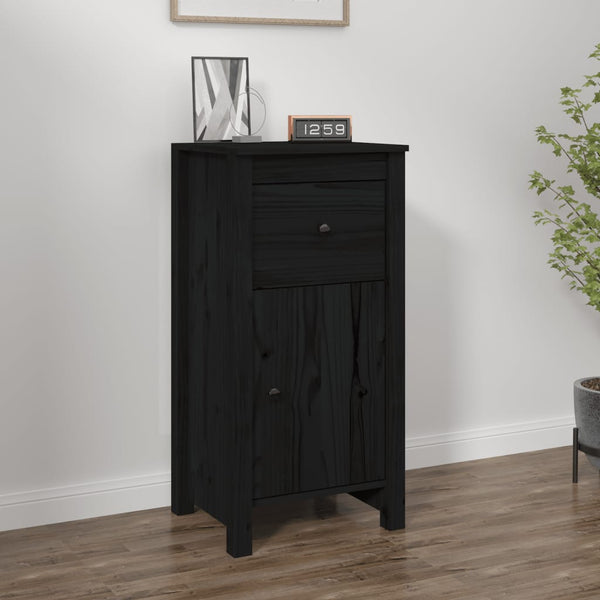 Schwarzes Kiefer Massivholz Sideboard 40x80 cm