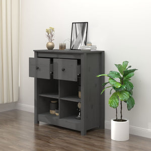 Graues Kiefer Massivholz Sideboard 70x80 cm