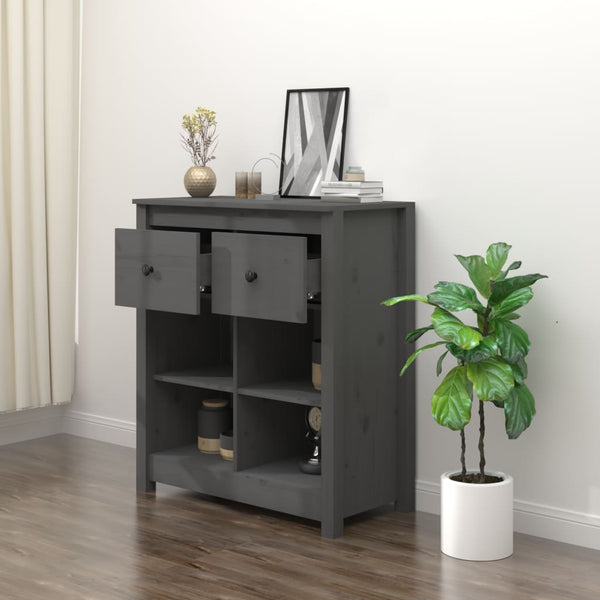 Graues Kiefer Massivholz Sideboard 70x80 cm