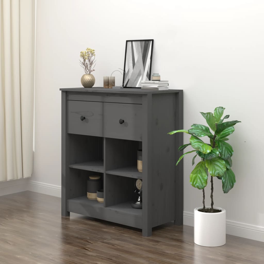 Graues Kiefer Massivholz Sideboard 70x80 cm