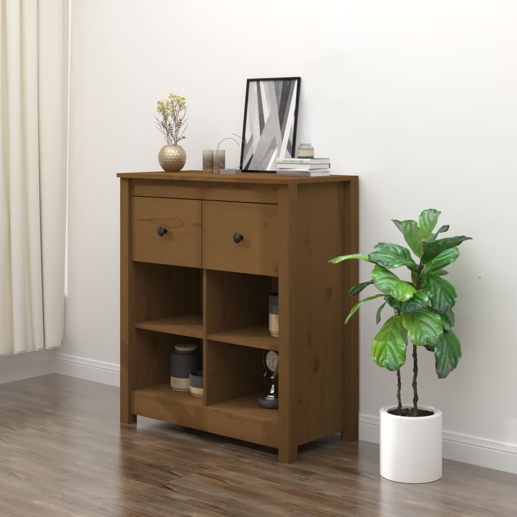Honigbraunes Sideboard 70x35x80cm Kiefer Massivholz