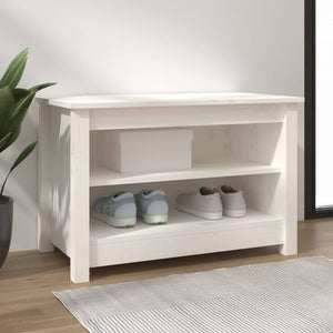 Weiße Schuhbank Kiefer Massivholz 70 cm