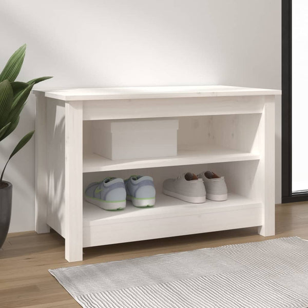 Weiße Schuhbank Kiefer Massivholz 70 cm