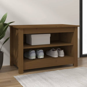 Schuhbank Honigbraun Kiefer Massivholz 70cm