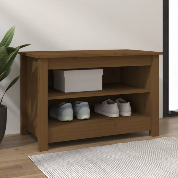 Schuhbank Honigbraun Kiefer Massivholz 70cm