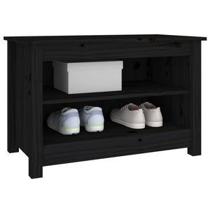 Schuhbank Schwarz Kiefer Massivholz 70 cm