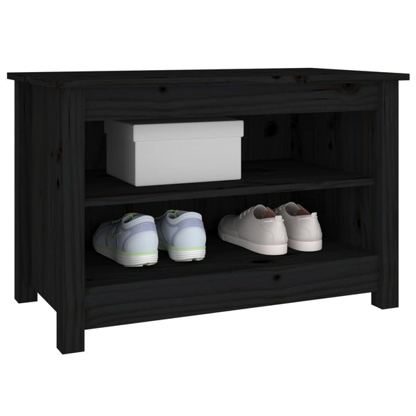 Schuhbank Schwarz Kiefer Massivholz 70 cm