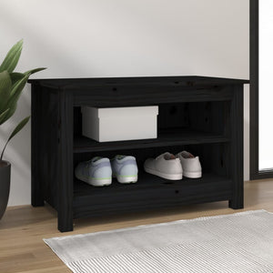 Schuhbank Schwarz Kiefer Massivholz 70 cm